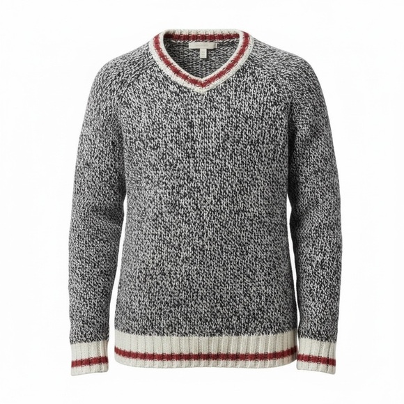Roots Other - ROOTS Cabin Collection V-Neck Sweater Ragg Knit Wool Blend Size Large 9-10 Gray
